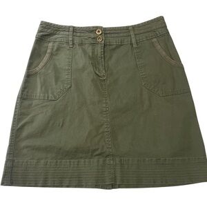 Per Se army green skirt, brass buttons and cute pockets, a wardrobe basic.